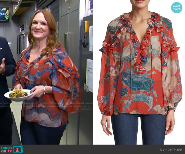 Ungaro Floral Ruffled Blouse worn by Ree Drummond on Today