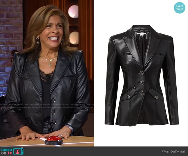 Veronica Beard Anoki Vegan Leather Dickey Jacket worn by Hoda Kotb on The Kelly Clarkson Show