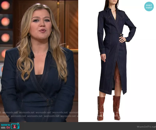 Veronica Beard Arlington denim dress worn by Kelly Clarkson on The Kelly Clarkson Show