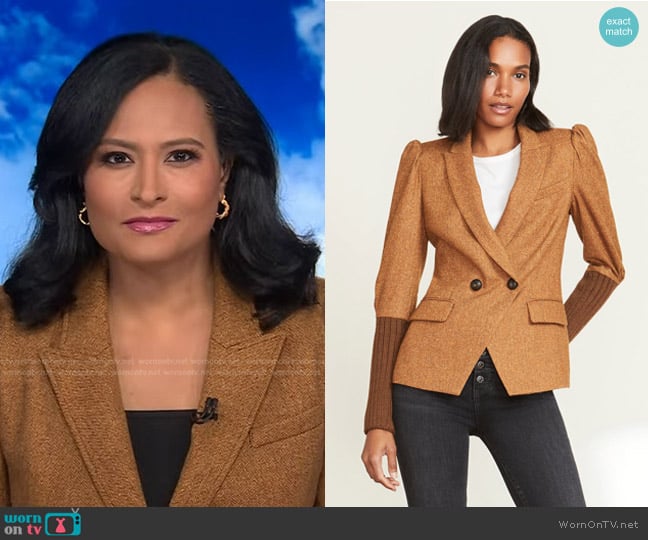 Veronica Beard Bayard Knit-sleeve Dickey Jacket In Gold worn by Kristen Welker on Today