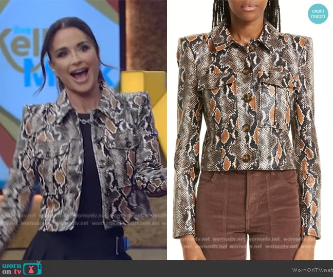 Veronica Beard Fulham Faux Snakeskin Jacket worn by Kyle Richards on Live with Kelly and Mark