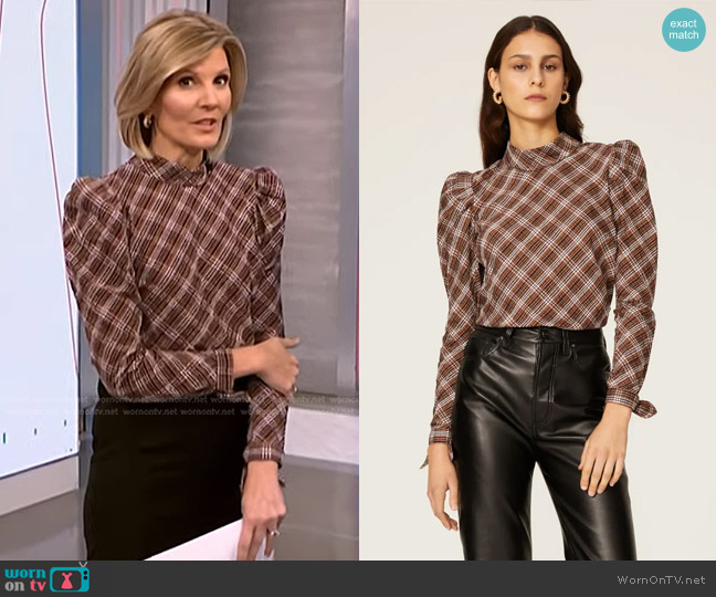 Veronica Beard Isabel Plaid Top worn by Kate Snow on NBC News Daily