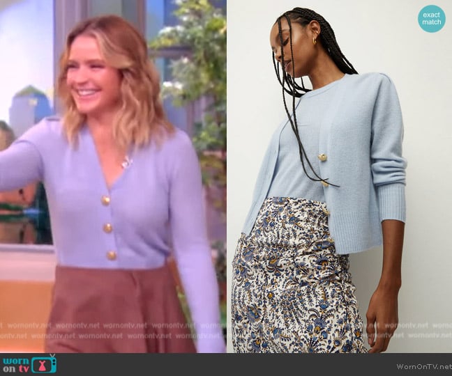 Veronica Beard Solene Cashmere Cardigan worn by Sara Haines on The View