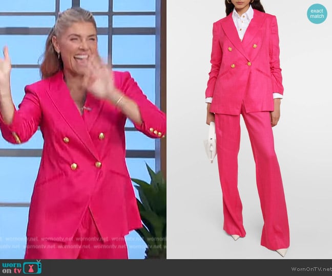 Veronica Beard Hirsch linen-blend Dickey blazer worn by Amanda Kloots on The Talk