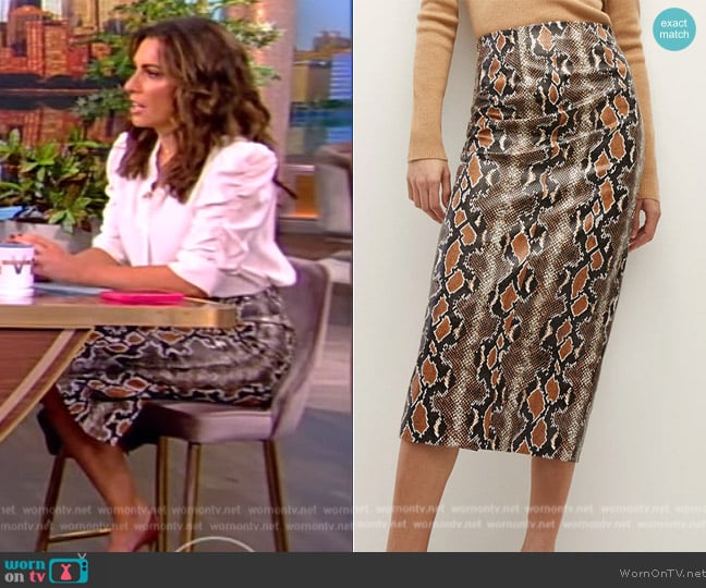 Veronica Beard Kaliyah Python Vegan Leather Skirt worn by Alyssa Farah Griffin on The View