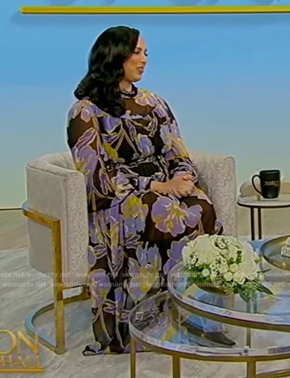 Versha Sharma's floral print sheer dress on Tamron Hall Show