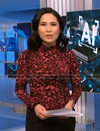 Vicky's pink leopard turtleneck top on NBC News Daily