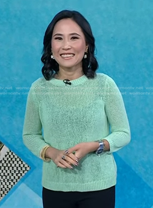 Vicky's mint open back sweater on Today