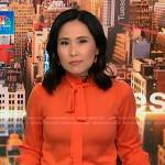 Vicky’s orange tie neck top on NBC News Daily