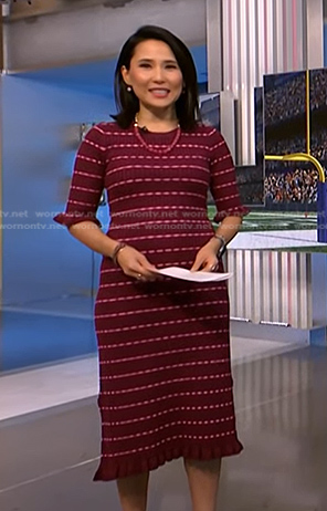 Vicky's red striped knit dress on NBC News Daily