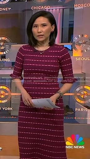 Vicky's red striped knit dress on NBC News Daily