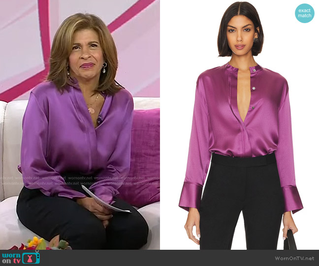 Vince Undone Edge Band Collar Blouse worn by Hoda Kotb on Today