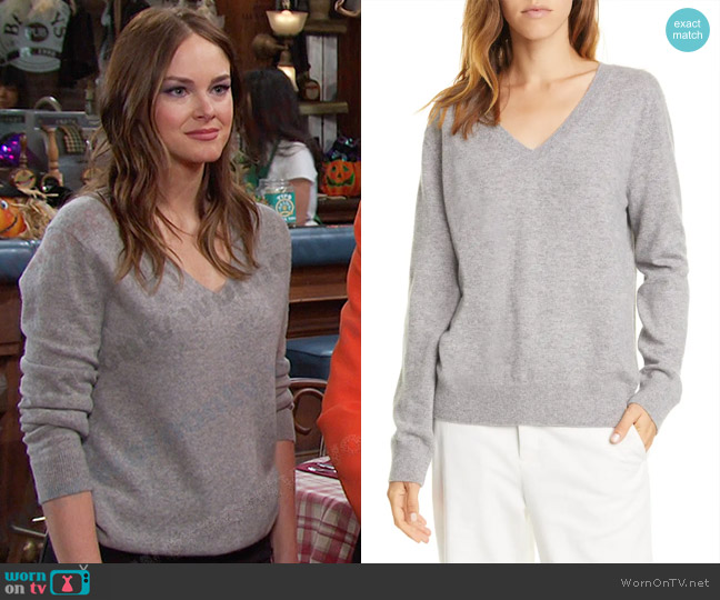 WornOnTV: Stephanie’s grey v-neck sweater on Days of our Lives ...