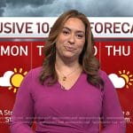 Violeta’s pink v-neck dress on NBC News Daily