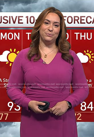 Violeta's pink v-neck dress on NBC News Daily