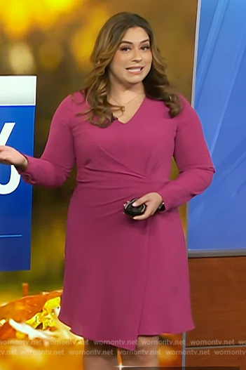 Violeta’s pink v-neck dress on NBC News Daily