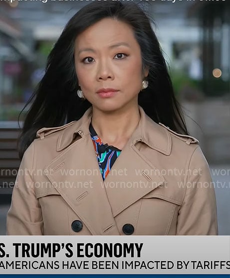 Weijia Jiang's trench coat on CBS Mornings
