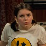 Winnie’s white smiley face emoji graphic tee on Bunkd