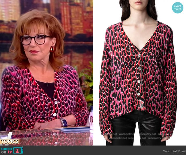 Zadig and Voltaire Mirka Cashmere Leopard Print Cardigan worn by Joy Behar on The View