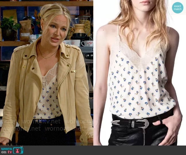 Zadig & Voltaire Christy Camisole in Vanille worn by Sharon Newman (Sharon Case) on The Young and the Restless