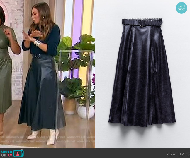 WornOnTV: Melissa Garcia’s faux leather belted skirt on Sherri ...