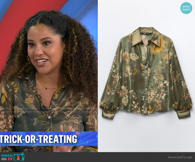 Zara Foil Printed Shirt worn by Arianna Davis on Today