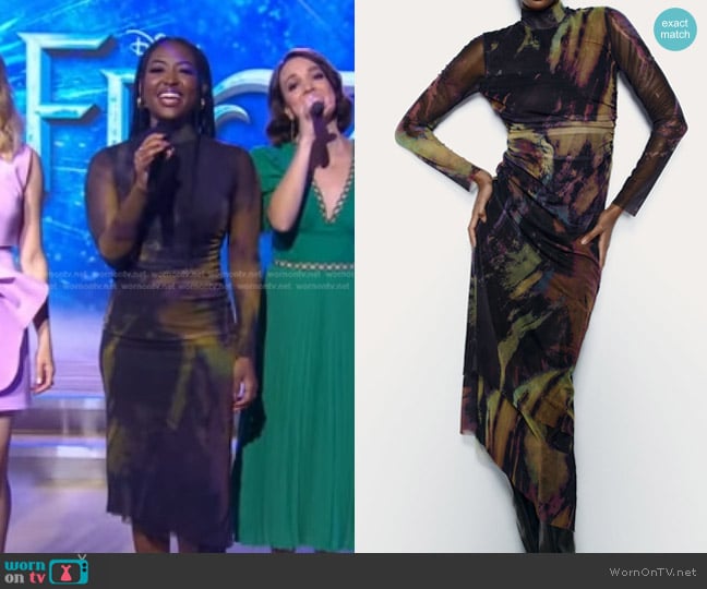 Zara Printed Tulle Dress worn by Aisha Jackson on Good Morning America