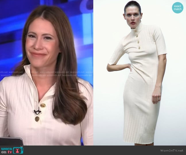 Zara Ribbed Dress with Buttons worn by Deirdre Bosa on NBC News Daily