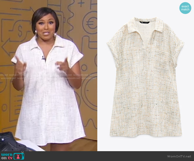 Zara Textured Weave Dress worn by Alicia Quarles on Good Morning America