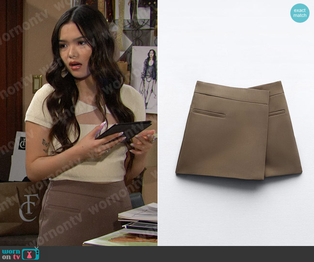 WornOnTV: Luna’s Beige Cutout Top And Taupe Wrap Skirt On The Bold And ...