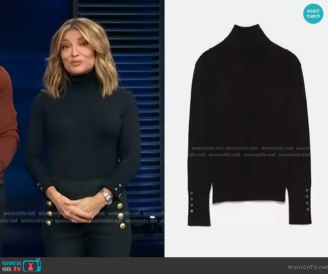 Zara High Collar Knit Sweater worn by Kit Hoover on Access Hollywood