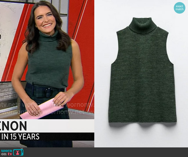 Zara Sleeveless Turtleneck worn by Lilia Luciano on CBS Mornings