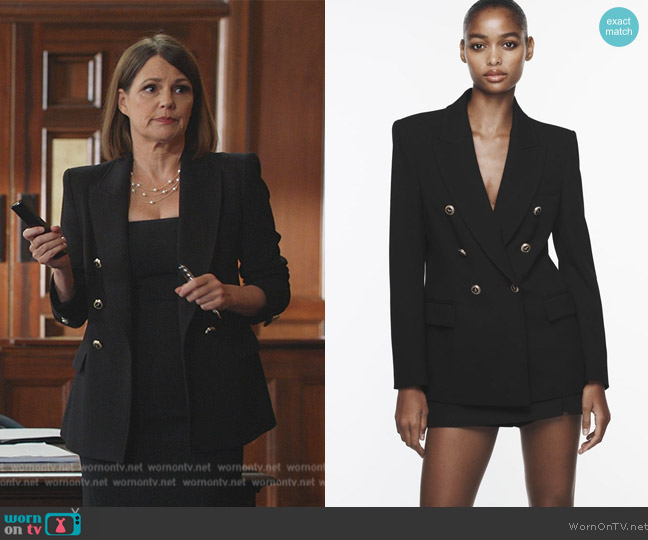 Zara Tailored Double Breasted Blazer worn by Maggie Palmer (Suzanne Cryer) on All Rise