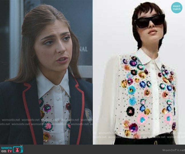 Zara Floral Blouse worn by Sara (Carmen Arrufat Blasco) on Elite