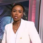 Zinhle’s white double breasted blazer on NBC News Daily