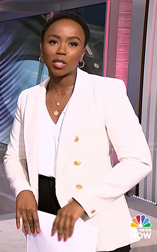 Zinhle’s white double breasted blazer on NBC News Daily