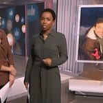 Zinhle Essamuah’s green tie waist shirtdress on NBC News