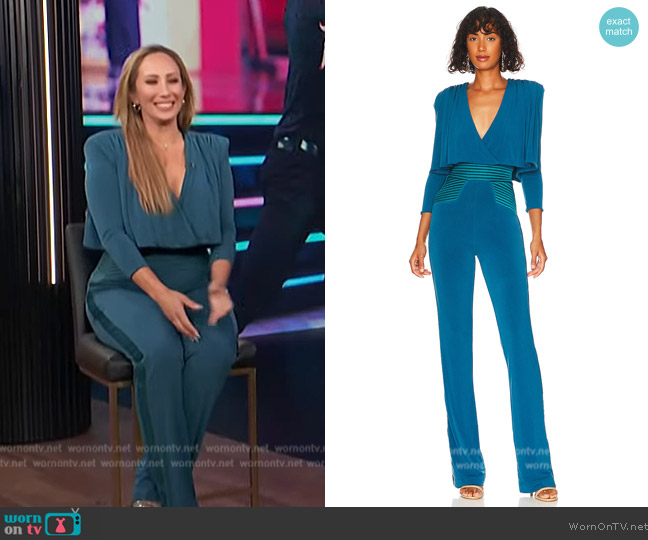 Wornontv Cheryl Burkes Teal V Neck Jumpsuit On E News Clothes And Wardrobe From Tv 8347