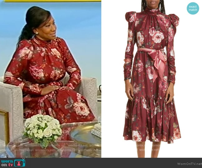 Zimmermann Floral Long Sleeve Silk Dress worn by Nicole Avant on Tamron Hall Show