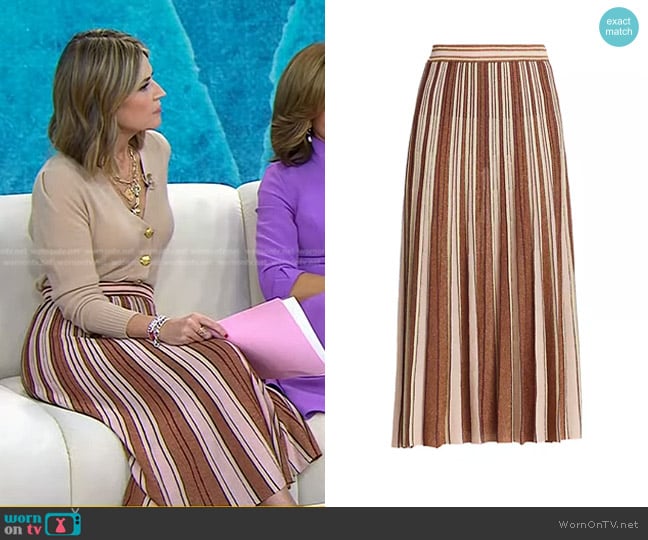 Zimmermann Luminosity Lurex Stripe Skirt worn by Savannah Guthrie on Today