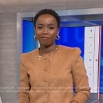 Zinhle Essamuah’s camel suede jacket on NBC News Daily