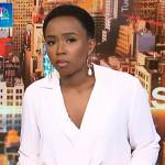 Zinhle white wrap blouse on NBC News Daily