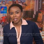 Zinhle’s navy contrast polo on NBC News Daily