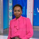 Zinhle Essamuah’s pink ruffle cuff blouse on NBC News Daily