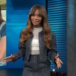 Zuri’s denim jacket and mini skirt on Access Hollywood