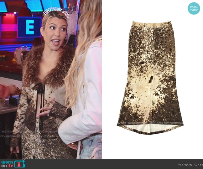 Roberto Cavalli 1999 Horse Print Maxi Skirt worn by Kourtney Kardashian (Kourtney Kardashian) on The Kardashians