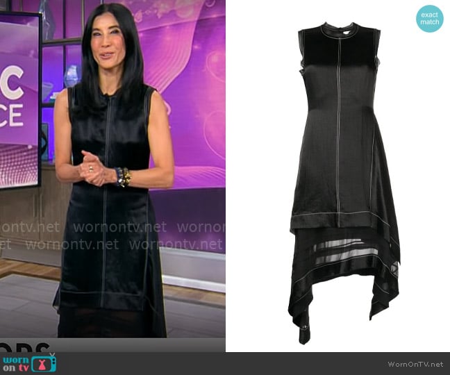 WornOnTV: Lisa Ling’s black asymmetric satin dress on CBS Mornings ...