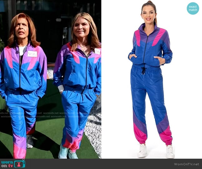 Xikaufo at Amazon 80s Color Block 2 Piece Tracksuit worn by Hoda Kotb on Today