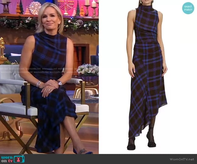 A.L.C. Iggy Plaid Ruched Asymmetric Hem Dress worn by Dr. Jennifer Ashton on Good Morning America