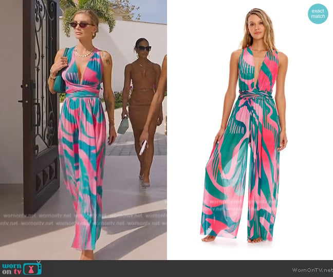 Agua Bendita Vini Lilium Jumpsuit worn by Nicole Young on Selling Sunset